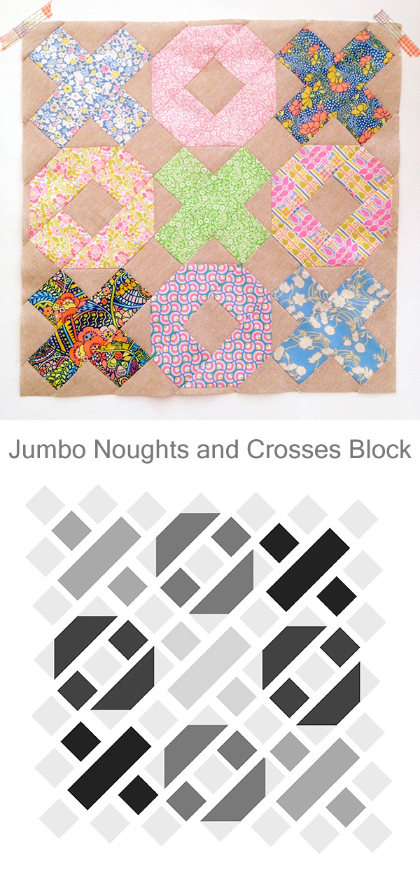 Jumbo Noughts & Crosses Block - Patchwork Tutorial