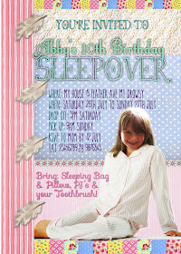 Pastel Pyjama/Sleepover Party Personalized Invitation