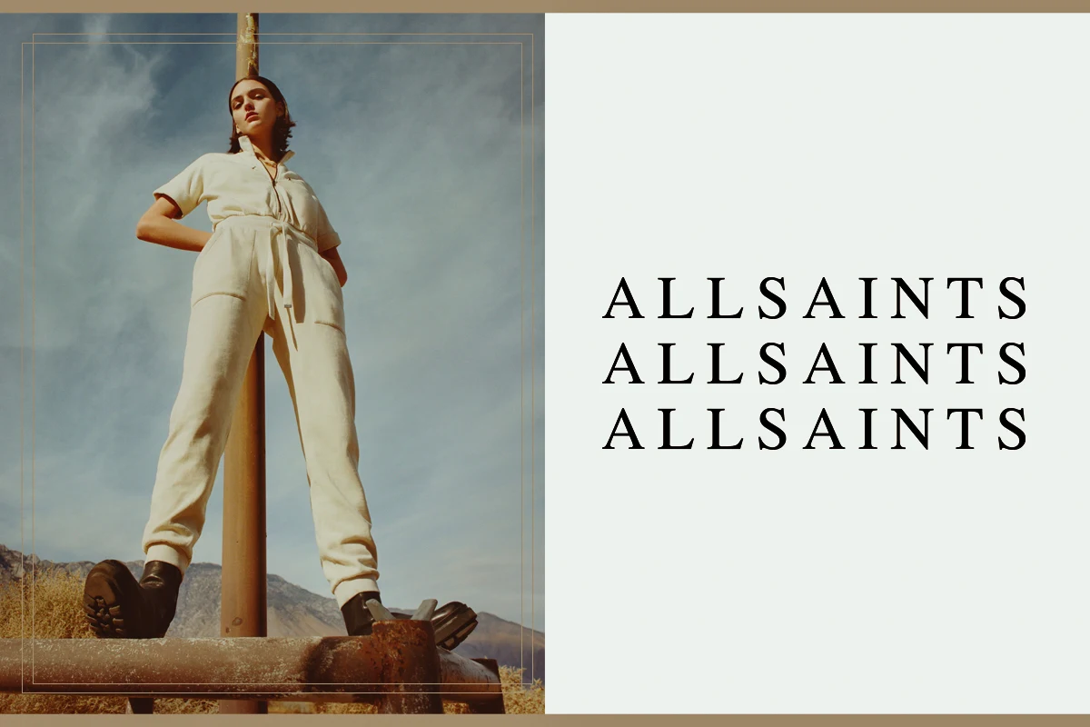 collage with allsaints fashion clothing