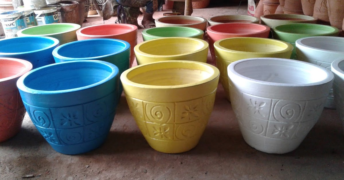 Produksi dan Jual Pot Warna  Warni  Keramik  Mulya Plered