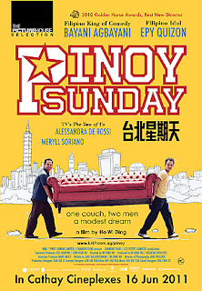 Pinoy Sunday is about two Overseas Filipino workers who get themselves in an adventure all over Taipei when they discover an abandoned red couch.