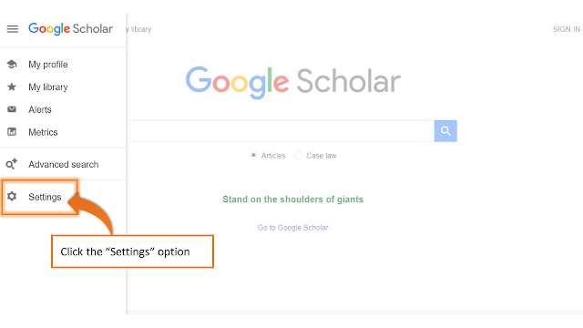 menu options in google scholar