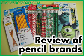 Review of pencil brands to include in an Operation Christmas Child shoebox. 