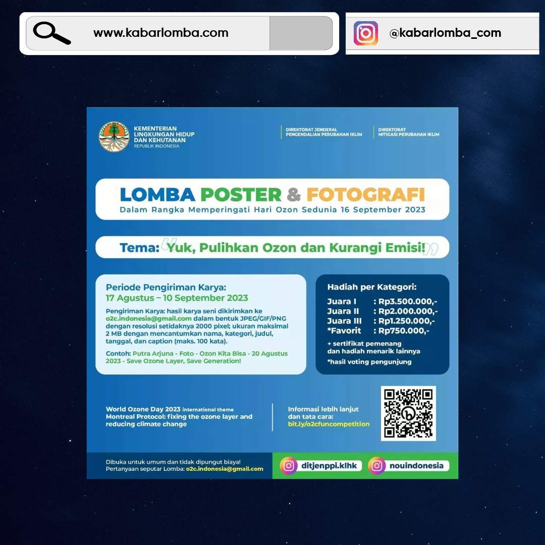 Lomba Poster dan Fotografi Ozone2Climate Fun Competition 2023
