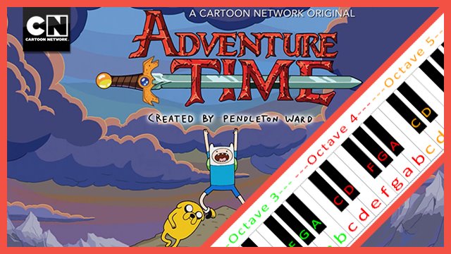 Adventure Time Theme Song Piano / Keyboard Easy Letter Notes for Beginners