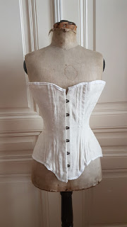 edwardian corset on an edwardian dress form