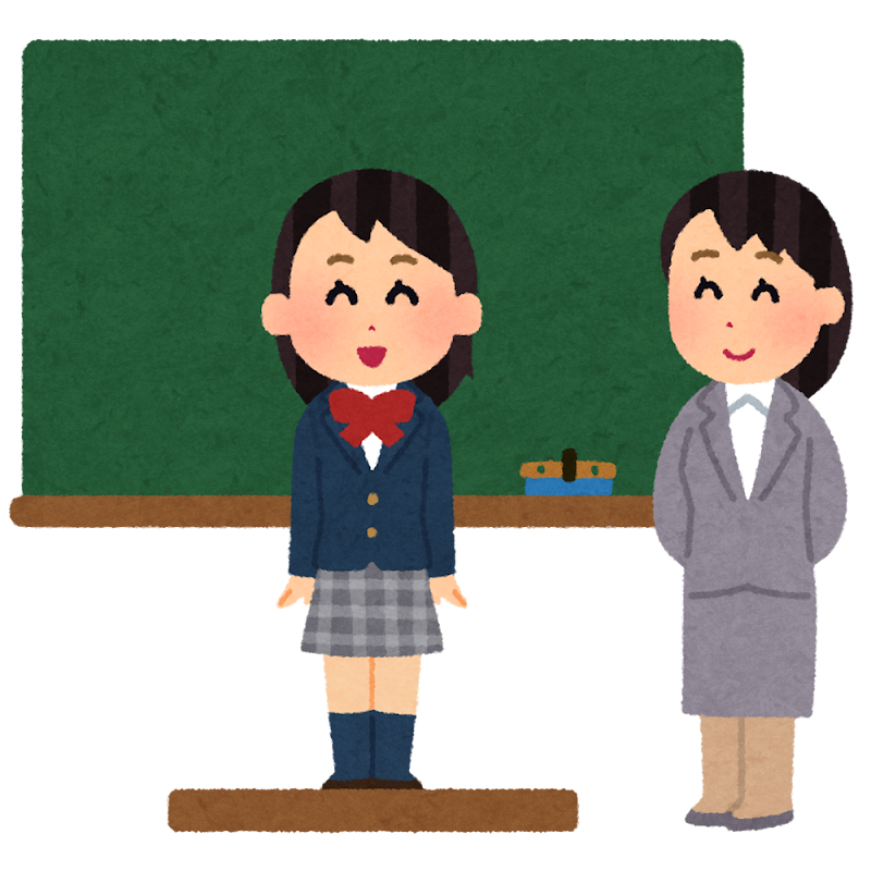 教壇で発表する生徒のイラスト 女子中学生 高校生 かわいいフリー素材集 いらすとや