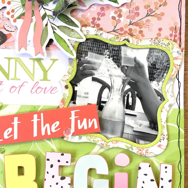 Let The Fun Begin Scrapbook Page by Angela Tombari featuring BoBunny Butterfly Kisses Collection