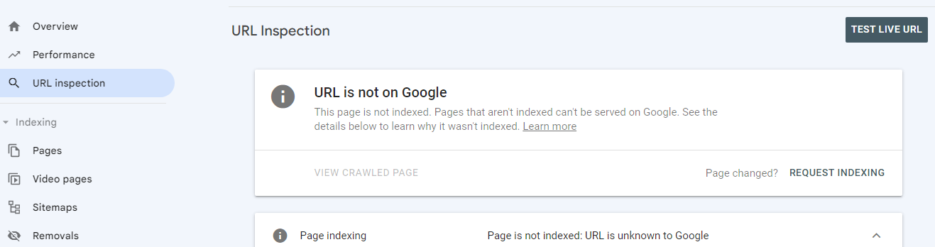 pages not indexed issue