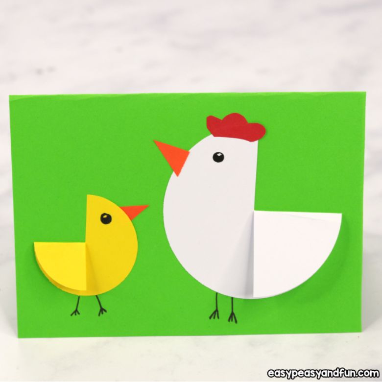Homemade paper easter chick card