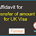 UK Visa Affidavit about money transfer 
