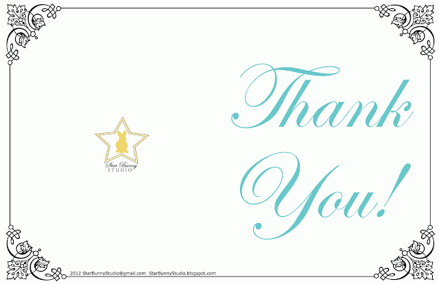 Printable Thank You Note 2012 Star Bunny Studio