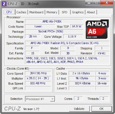 Spesifikasi Prosesor AMD A6-7400K