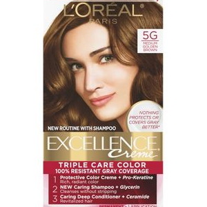 Kem Nhuộm Tóc Loreal 5G Medium Golden Brown Exellence Creme Của Mỹ