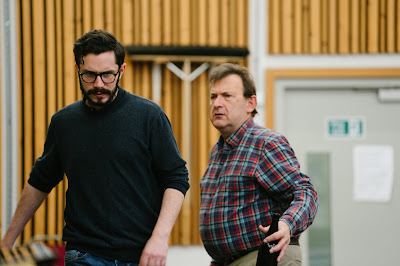 Rehearsals for Opera North’s production of Put’s Silent Night, November 2018 - Alex Banfield as Jonathan Dale and Adrian Clarke as Father Palmer - Photo Tom Arber