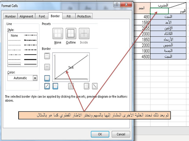 طرق وخدع تقسيم الخلية فى الاكسل Excel