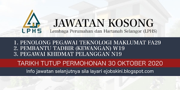 Jawatan Kosong LPHS Oktober 2020