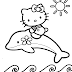 Cartoon For Kids : Printable innocent cat sitting on dolphin on sunny day for coloring