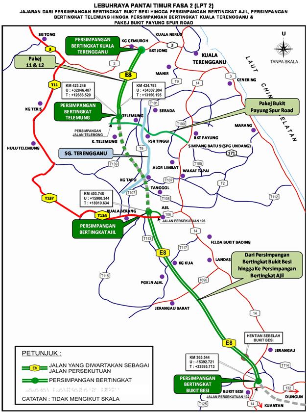 Laluan Lebuhraya Pantai Timur (LPT) Fasa 2 dari Kuala 