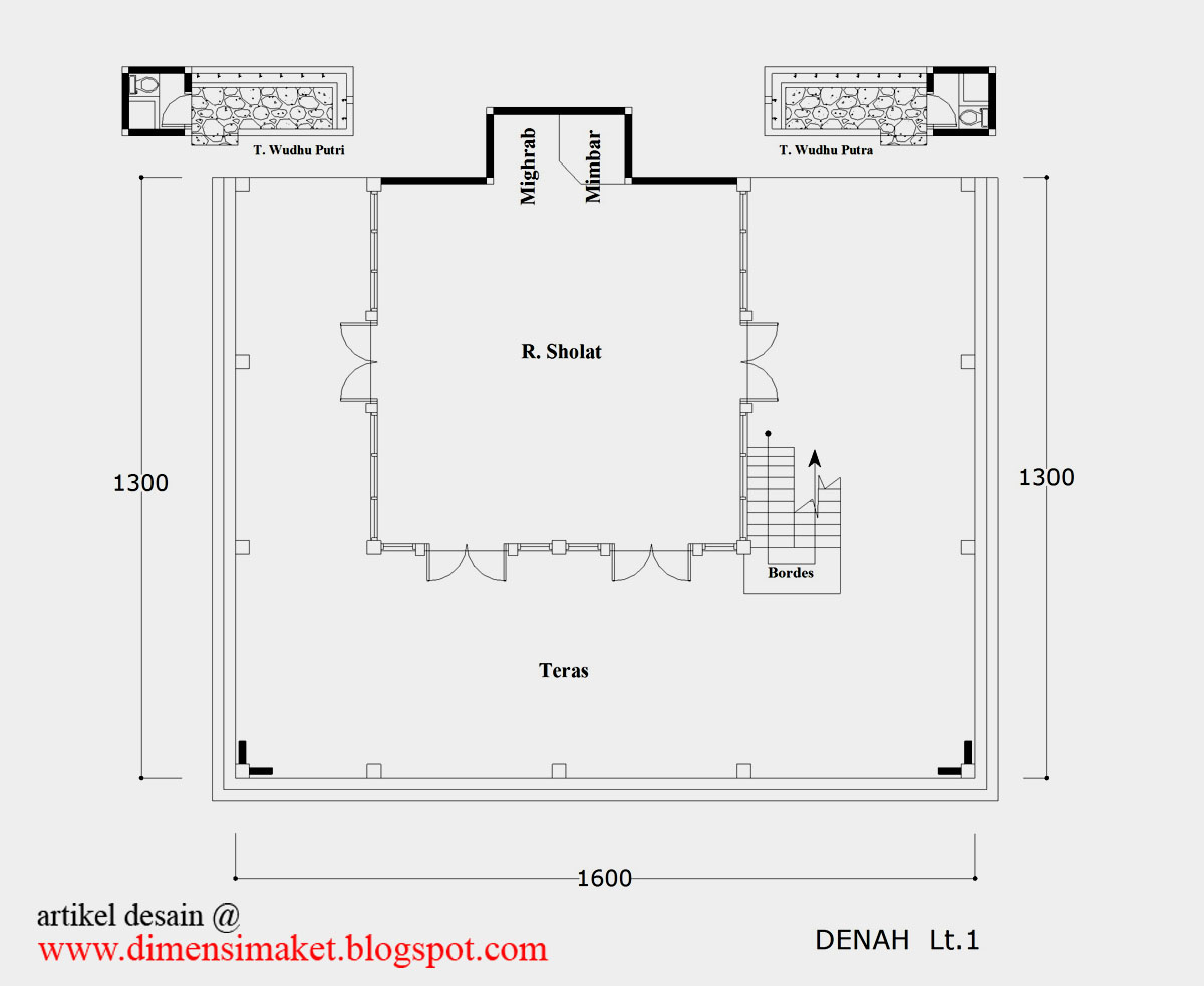 Desain Masjid & Musholla 004 : Contoh Gambar Desain Musholla 2 lantai