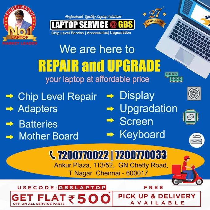 Laptop Repair Upgrade Service T Nagar Chennai