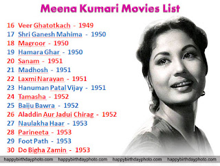 meena kumari total movies list 16 to 30