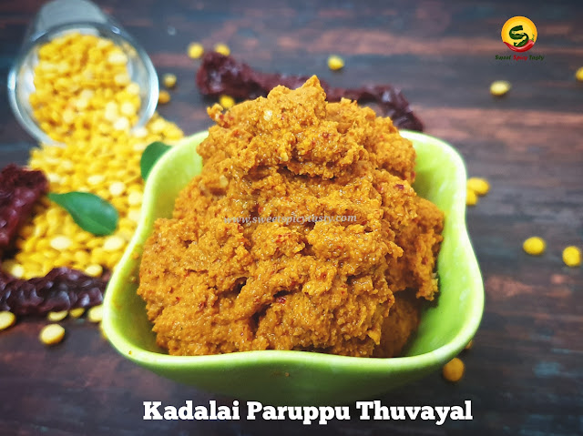 Kadalai Paruppu thogayal is an exotic recipe from Tamil Nadu. A dip made by roasting and grindimg the lentils ,spices to serve as an accompaniment. Kadalai Parippu thogayal, split chick peas dip , how to make thohayal at home , paruppu thohayal, paruppu thuvayal , kadala paruppu thogayal