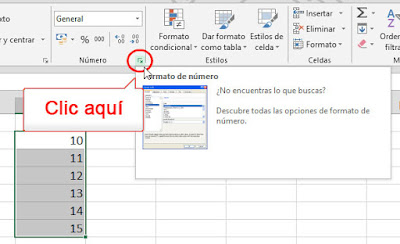 Excel 2013 - Formato de número - Botón lanzador