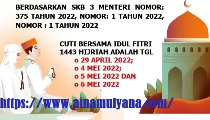 SKB 3 (tiga) Menteri Tentang Hari Libur Cuti Bersama Idul Fitri Tahun 2022