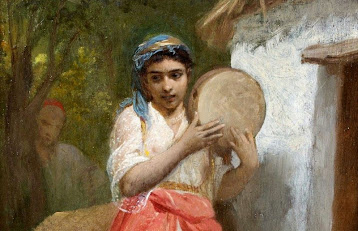 Jeune algérienne au tambourin - Hyppolite Lazerges