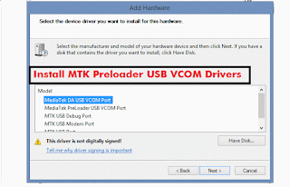 How to install MTK65XX Preloader USB VCom Drivers in Windows 