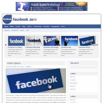 Facebook 2011 Blogger Template. image slider blogger template. 3 column footer template blog