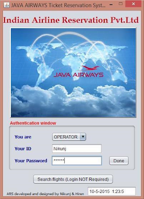 Airline Reservation System Project in Java