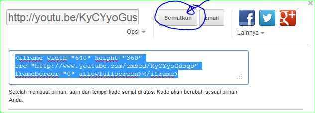 embed kode video youtube ke postingan blog