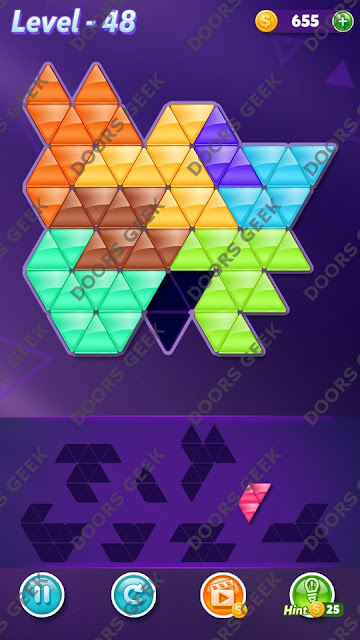 Block! Triangle Puzzle 8 Mania Level 48 Solution, Cheats, Walkthrough for Android, iPhone, iPad and iPod