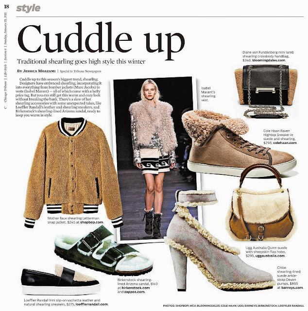 Chicago Tribune Cuddle Up, traditional shearling goes high style this winter by Jessica Moazami