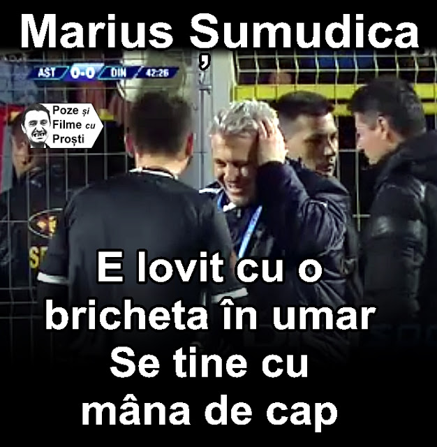 Marius Sumudica a fost lovit cu o bricheta in umar, dar s-a tinut cu mana de cap, la meciul cu Dinamo