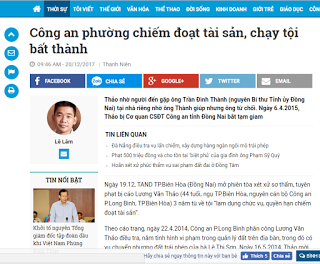 PHẢN HỒI BÀI BÁO "CÔNG AN PHƯỜNG CHIẾM ĐOẠT TÀI SẢN, CHẠY TỘI BẤT THÀNH"