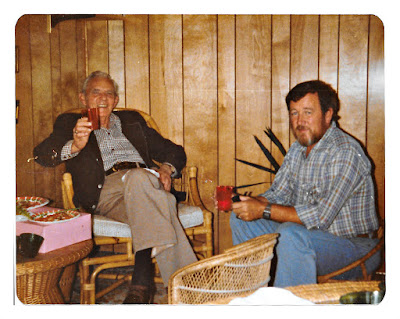 Fred J. Blatt and David Scotty Thomson Jr talk about trains at 19 Ramona Avenue in Piedmont in August 1980