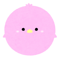 パステルカラーの鳥のイラスト（ピンク）