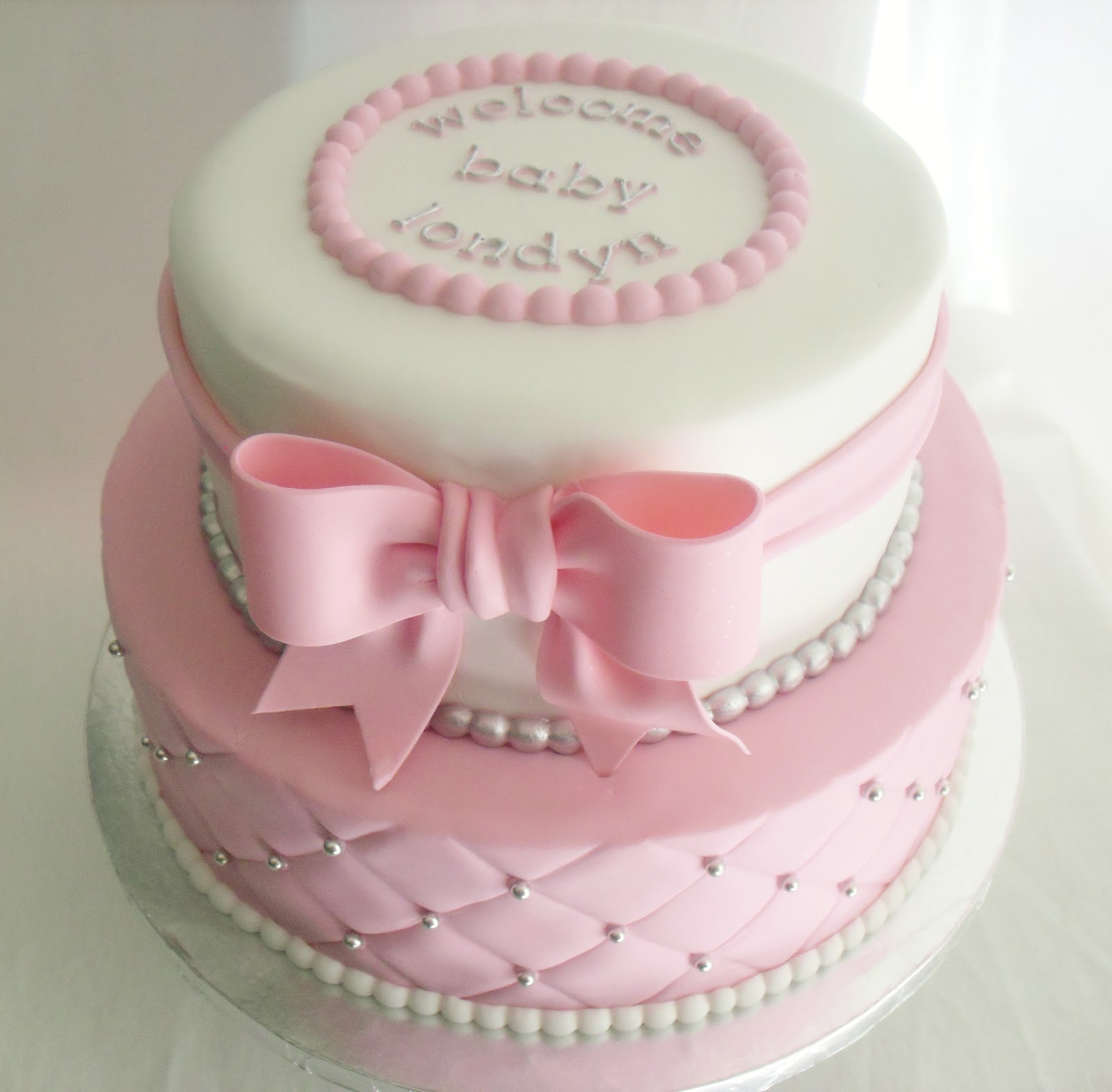 Quilted Pink and White Baby Shower Cake!