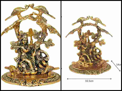 Metal Radha Krishna Under Tree Statue