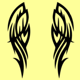 Tribal Angel Black Wing In Yellow Design