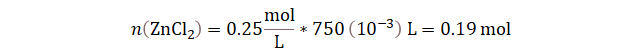 calcular el número de moles que hay en 750 ml de solución ZnCl2 al 0.25 molar, Cuantos moles hay en 750 ml de solución ZnCl2 al 0.25 molar, con 750 ml de solución al 0.25 molar calcular los moles de sustancia, como usar el volumen y concentración molar para calcular los moles de sustancia, como usar el volumen y concentración molar para calcular la cantidad de sustancia, convertir de molaridad a moles con el volumen