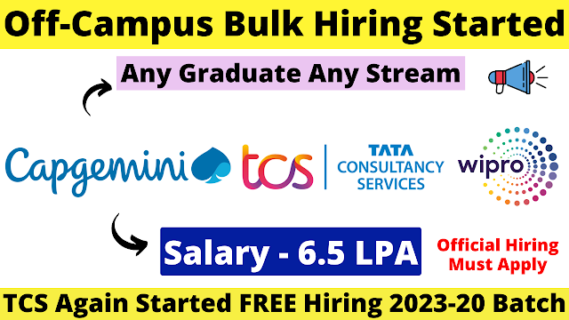 TCS Bulk Fresher Free Hiring through TCS National Qualifier Test (TCS NQT)