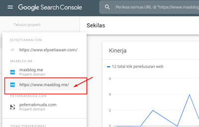 pilih situs yang akan diubah kecepatan crawling