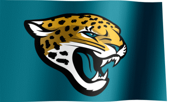 The waving fan flag of the Jacksonville Jaguars with the logo (Animated GIF)