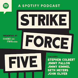 Graphic of a green background with STRIKE FORCE FIVE in white ink.