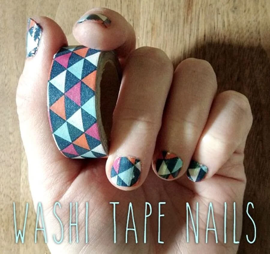 washi tape nails art