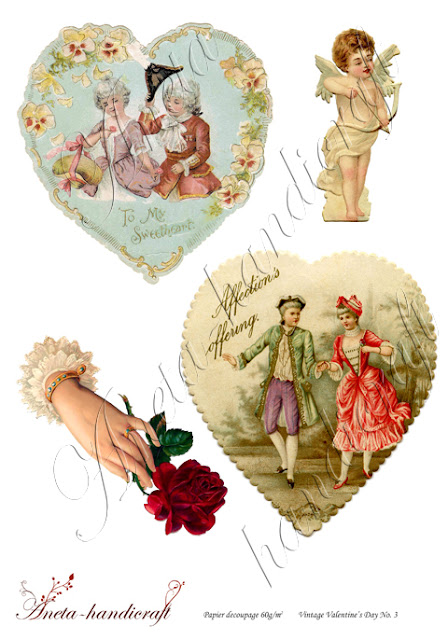 Aneta-handicraft decoupage papers- Valentine's Day collection